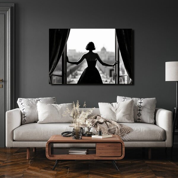 Quadro su tela – Sagoma di donna alla finestra
