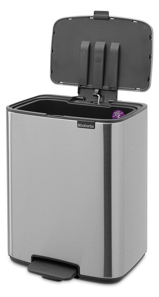 Cestino per la spazzatura color argento opaco in acciaio con pedale 12 l Bo – Brabantia
