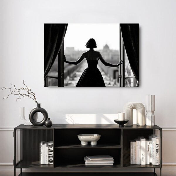 Quadro su tela – Sagoma di donna alla finestra
