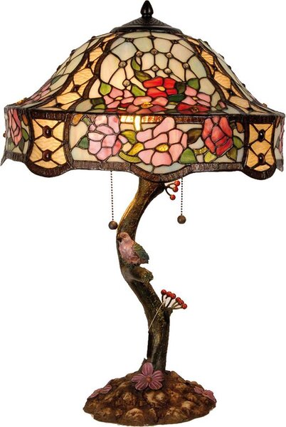 Lampada da tavolo Tiffany Clayre & Eef Ø 45x62 cm Fiori di vetro rosa verde