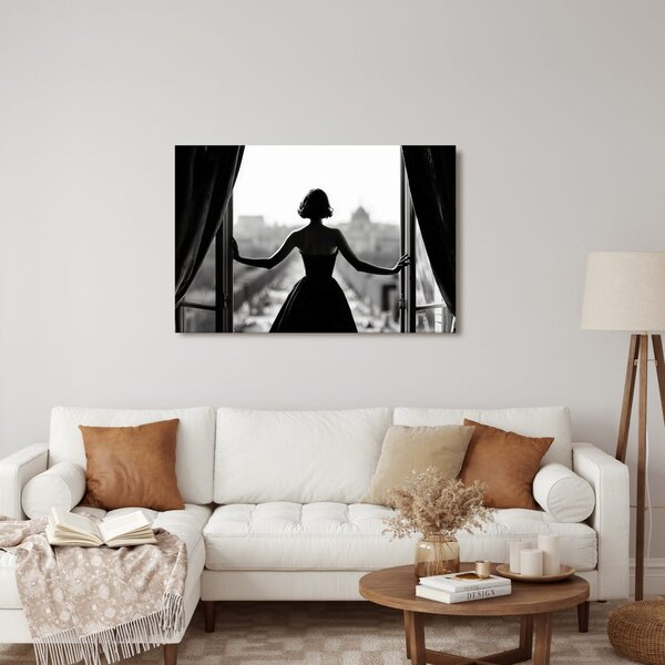 Quadro su tela – Sagoma di donna alla finestra