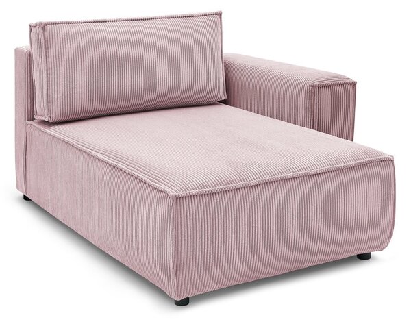 Modulo divano in velluto a coste rosa chiaro, angolo destro Nihad modular - Bobochic Paris