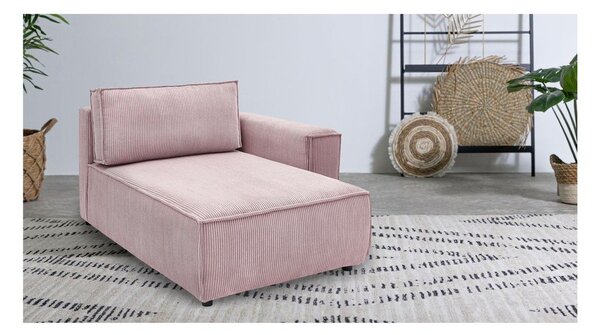 Modulo divano in velluto a coste rosa chiaro, angolo destro Nihad modular - Bobochic Paris