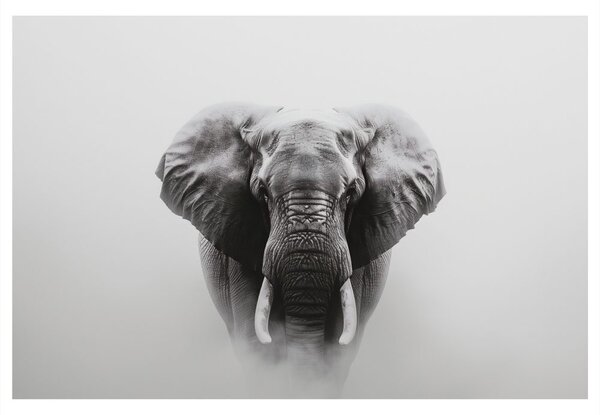 Quadro su tela – Maestoso elefante nella nebbia