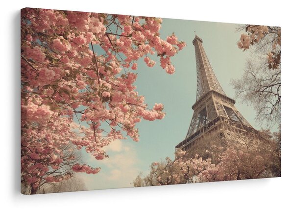 Quadro su tela – Torre eiffel in fiore rosa