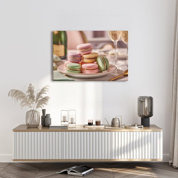 Quadro su tela – Macarons pastello su piatto