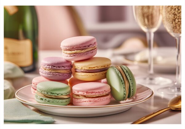 Quadro su tela – Macarons pastello su piatto