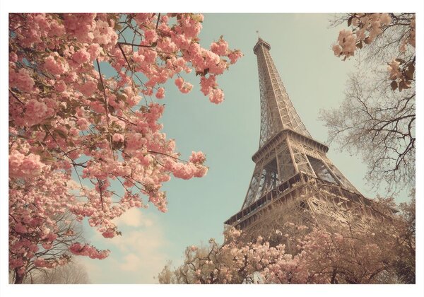 Quadro su tela – Torre eiffel in fiore rosa