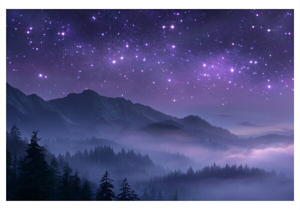 Quadro su tela – Notte stellata sopra le montagne