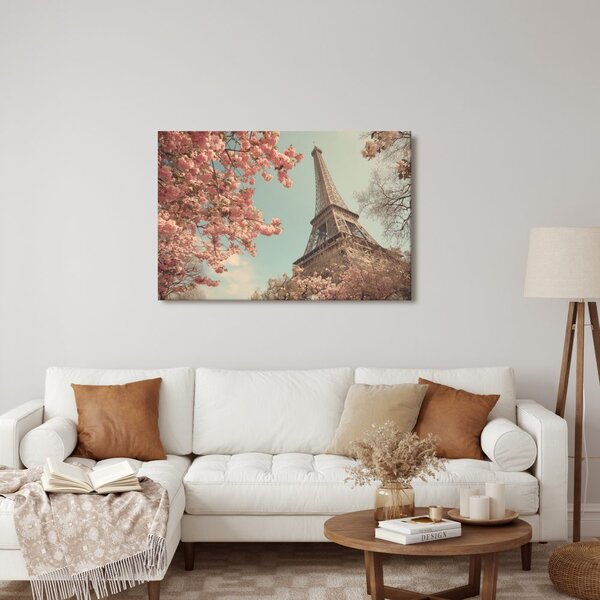Quadro su tela – Torre eiffel in fiore rosa