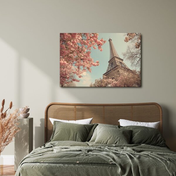 Quadro su tela – Torre eiffel in fiore rosa