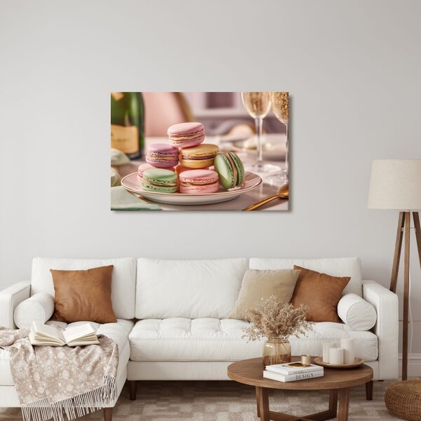 Quadro su tela – Macarons pastello su piatto