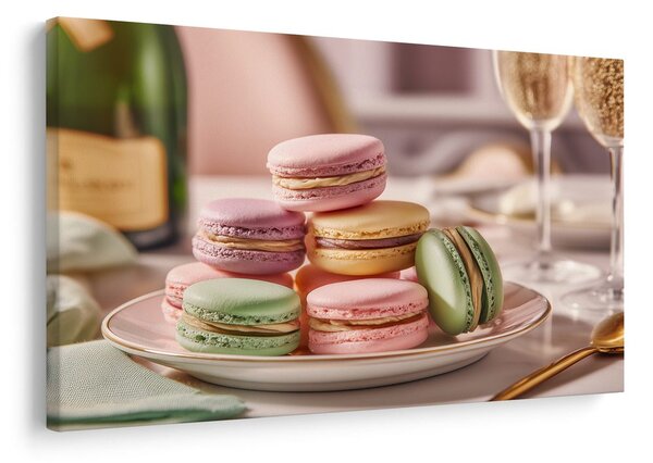 Quadro su tela – Macarons pastello su piatto