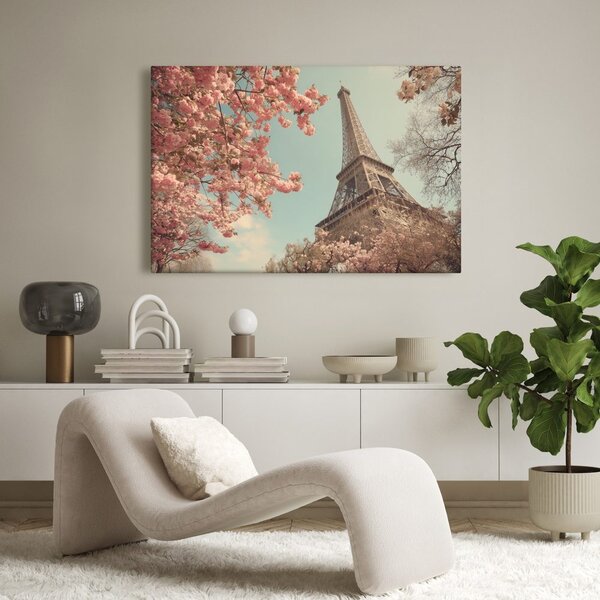Quadro su tela – Torre eiffel in fiore rosa