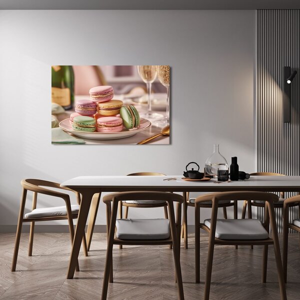 Quadro su tela – Macarons pastello su piatto