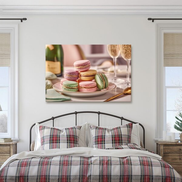 Quadro su tela – Macarons pastello su piatto