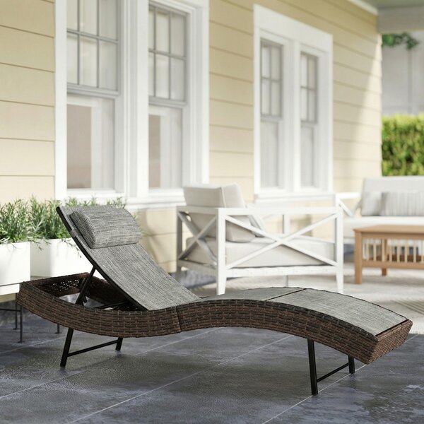 Outsunny Lettino Prendisole da Giardino in Rattan Forma S con Cuscino a 5 Posizioni, 60x198x44cm, Marrone | Aosom Italy