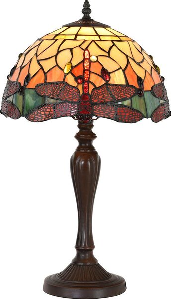 Clayre & Eef Lampada da tavolo Tiffany Dragonfly Ø 30x53 cm Vetro giallo