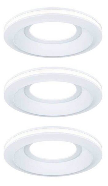 Paulmann Luci LED da incasso Sormus bianca, Ø 10 cm, IP65, set 3, Bianco / Opale, Bagno, Plastica, Moderno, Plafoniera