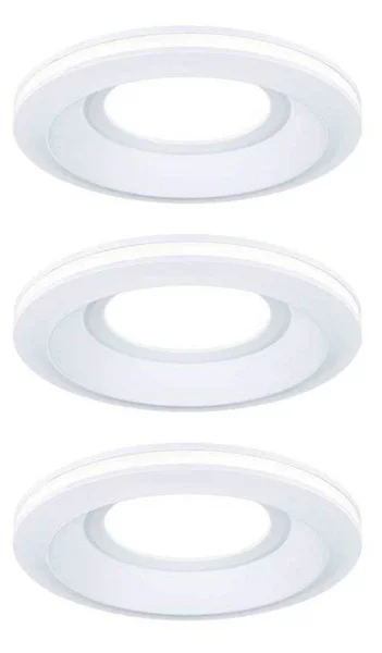 Paulmann Luci LED da incasso Sormus bianca, Ø 10 cm, IP65, set 3, Bianco / Opale, Bagno, Plastica, Moderno, Plafoniera