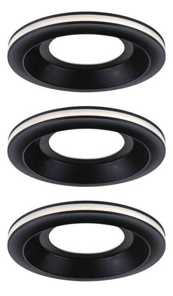 Paulmann Luci LED da incasso Sormus nera, Ø 10 cm, IP65, set 3, Nero, Bagno, Plastica, Moderno, Plafoniera
