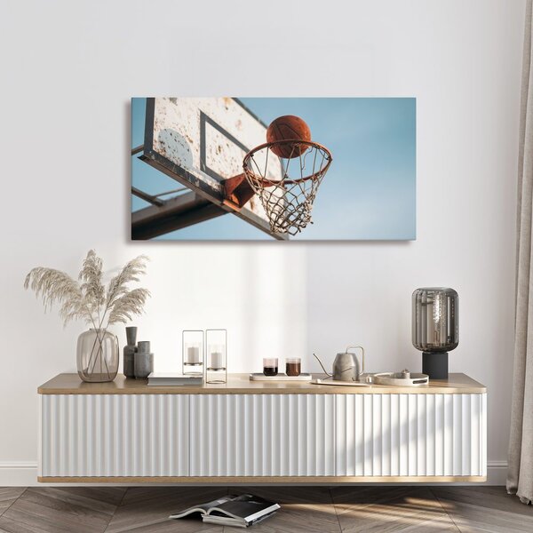 Quadro su tela – Palla nel canestro da basket