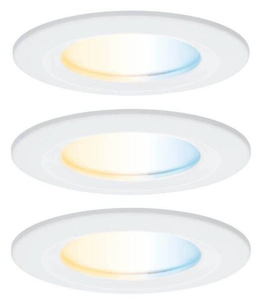 Paulmann Faretto LED da incasso Nova Coin Smart bianco CCT, set 3, 7,8 cm Smart, dimmerabile, Bianco / Opale, Soggiorno / Sala da pranzo, Alluminio, Moderno