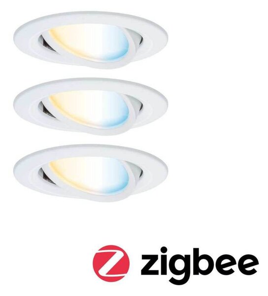 Paulmann Faretto LED da incasso Nova Coin Smart bianco CCT, set 3, 8,4 cm Smart, dimmerabile, Bianco / Opale, Soggiorno / Sala da pranzo, Alluminio, Moderno