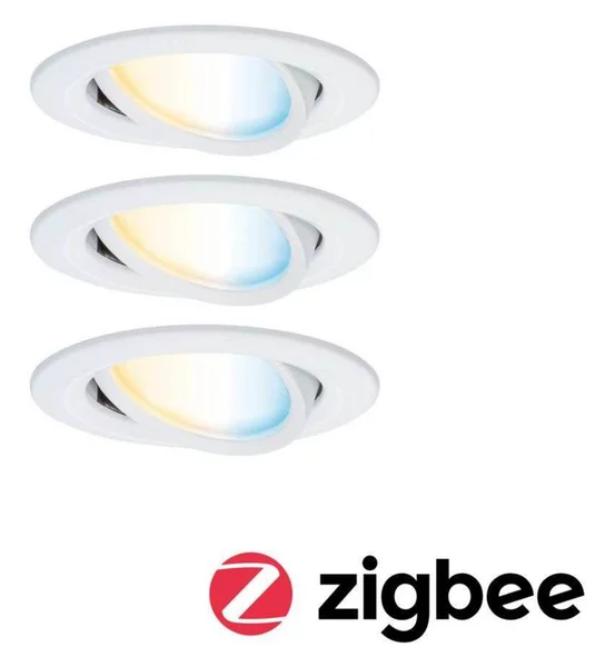 Paulmann Faretto LED da incasso Nova Coin Smart bianco CCT, set 3, 8,4 cm Smart, dimmerabile, Bianco / Opale, Soggiorno / Sala da pranzo, Alluminio, Moderno