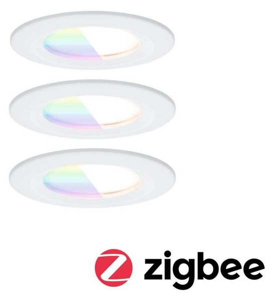 Paulmann faretto LED da incasso Nova Coin Smart bianco RGBW, set 3, 7,8 cm Coin, dimmerabile, Bianco / Opale, Soggiorno / Sala da pranzo, Alluminio, Moderno