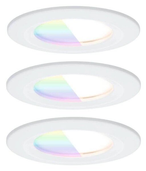 Paulmann faretto LED da incasso Nova Coin Smart bianco RGBW, set 3, 7,8 cm Coin, dimmerabile, Bianco / Opale, Soggiorno / Sala da pranzo, Alluminio, Moderno