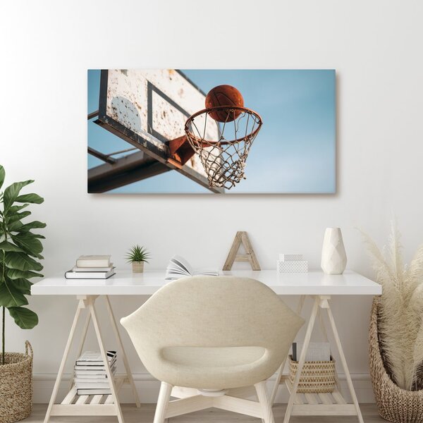 Quadro su tela – Palla nel canestro da basket