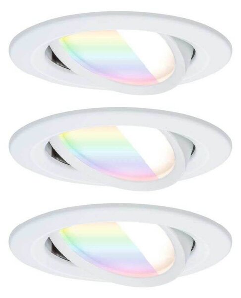 Paulmann Faretto LED da incasso Nova Coin Smart bianco RGBW, set 3, 8,4 cm Smart, dimmerabile, Bianco / Opale, Soggiorno / Sala da pranzo, Alluminio, Moderno
