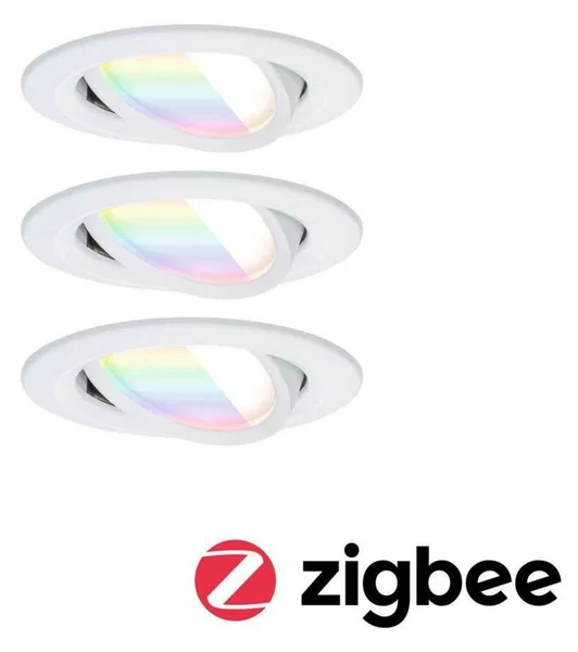 Paulmann Faretto LED da incasso Nova Coin Smart bianco RGBW, set 3, 8,4 cm Smart, dimmerabile, Bianco / Opale, Soggiorno / Sala da pranzo, Alluminio, Moderno