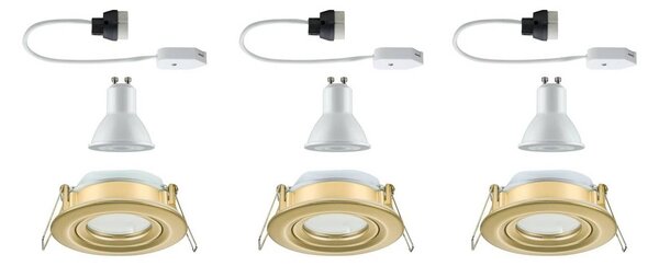 Paulmann Faretto da incasso Nova, set 3, dorato, dimmerabile, IP65, 2.700 K dimmerabile, Ottone / Oro, Bagno, Alluminio, Moderno, Faretto da incasso