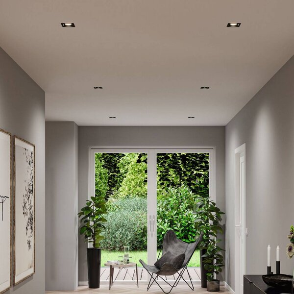 Paulmann Faretto LED da incasso Cole Coin nero, angolare, IP44, dimmerabile, Coin, dimmerabile, Nero, Bagno, Alluminio, Moderno