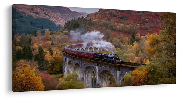 Quadro su tela – Paesaggio autunnale con treno