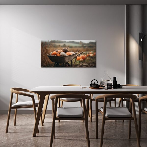 Quadro su tela – Vecchia carriola con zucche