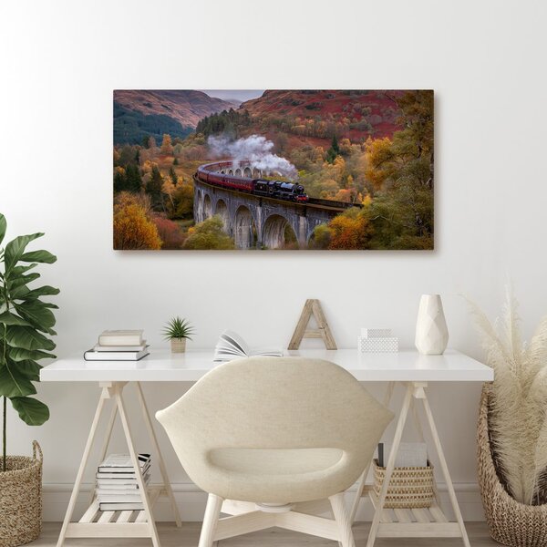 Quadro su tela – Paesaggio autunnale con treno
