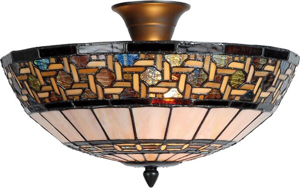 Clayre & Eef Lampada da soffitto Tiffany Ø 40x23 cm Marrone Beige Metallo