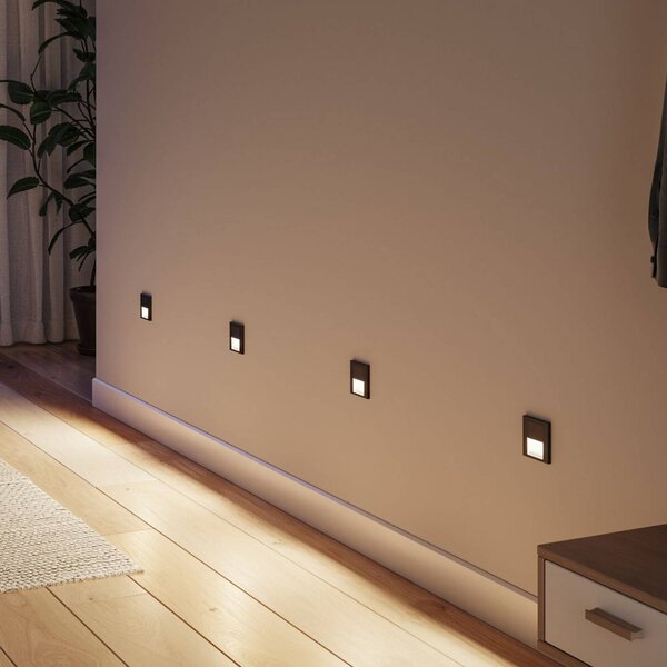 Paulmann Lampada da incasso a LED Tsaro con sensore, nera, in plastica, Nero, Corridoio, Plastica, Moderno