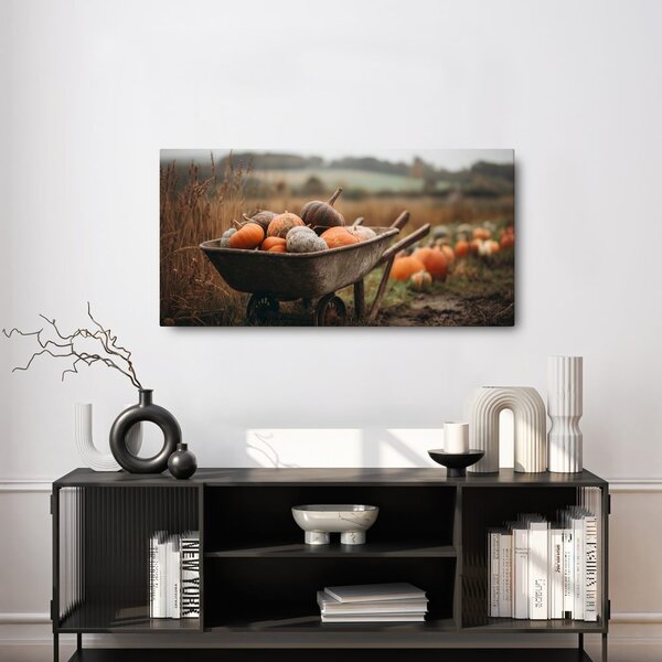 Quadro su tela – Vecchia carriola con zucche