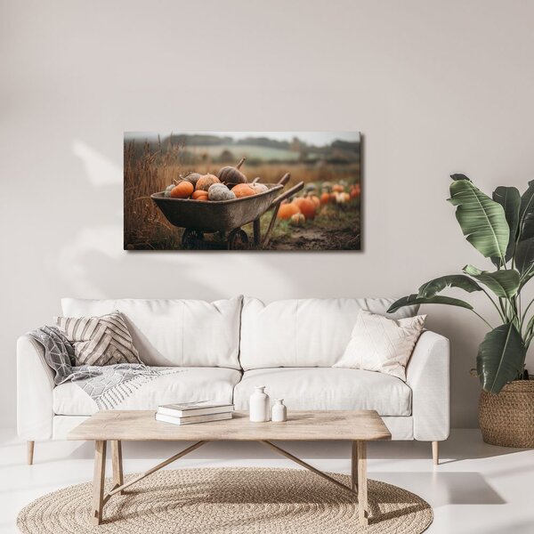 Quadro su tela – Vecchia carriola con zucche