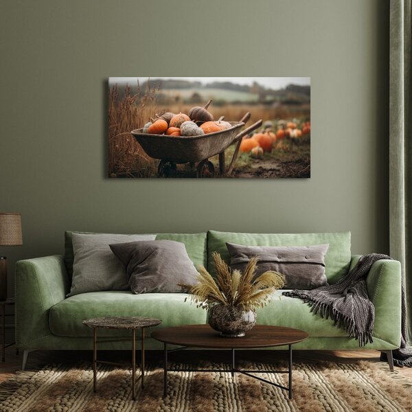 Quadro su tela – Vecchia carriola con zucche