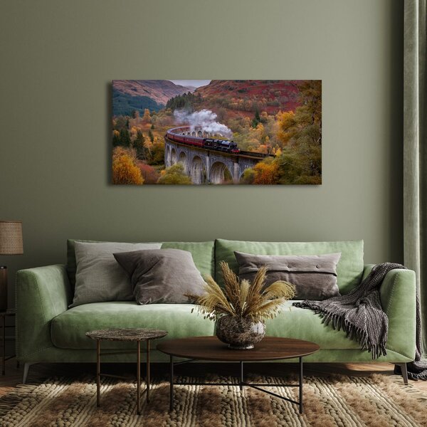 Quadro su tela – Paesaggio autunnale con treno