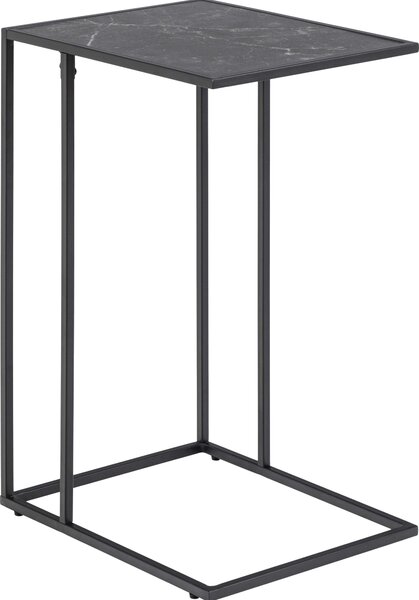 Tavolino >Inverness< in MDF e metallo nero opaco - 43x63x35 cm (LxAxP)
