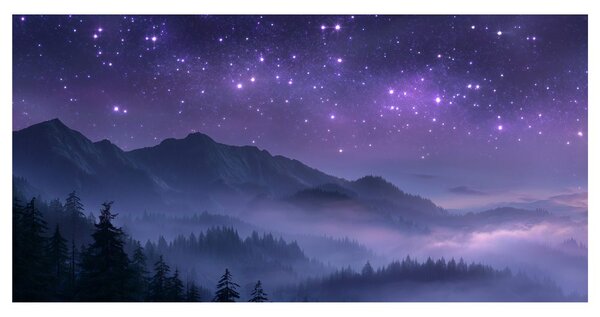 Quadro su tela – Nebulosa notturna tra le montagne