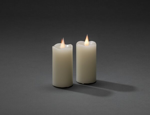 Konstsmide LED candela di cera vera, set di 2, bianco crema, con timer 4h e 8h, 2 diodi bianco caldo, a batteria, per interni, batteria: 2 x AAA 1,5V (inclusa) - 1887-185