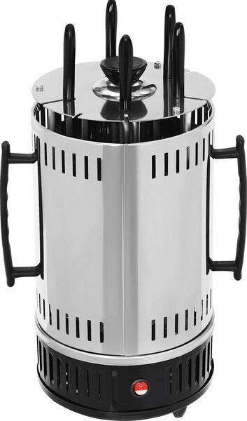 Griglia elettrica verticale - Girarrosto Shawarma Grill - 1000 W - 5 spiedini - Funzione di rotazione - Per kebab/shawarma - Nero