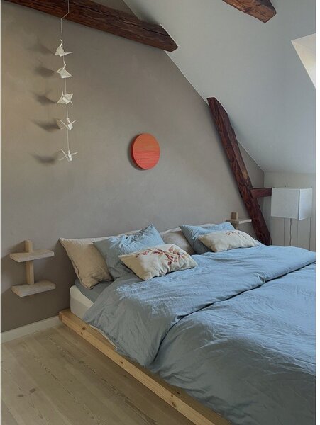 Letto matrimoniale in legno di pino con griglia 140x200 cm in colore naturale Dock - Karup Design